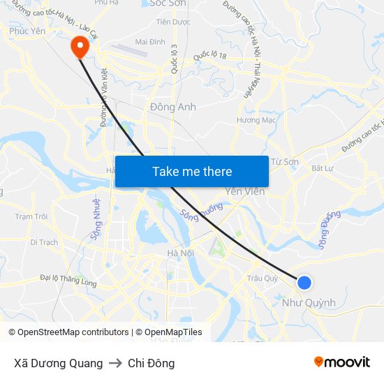 Xã Dương Quang to Chi Đông map