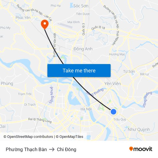 Phường Thạch Bàn to Chi Đông map