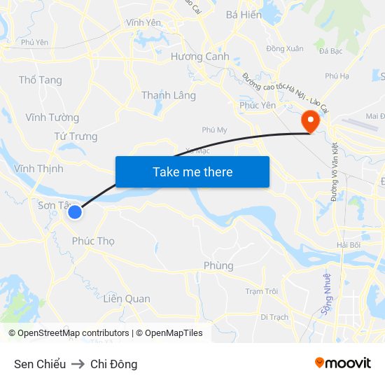 Sen Chiểu to Chi Đông map
