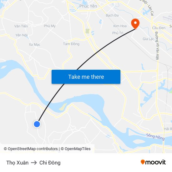 Thọ Xuân to Chi Đông map
