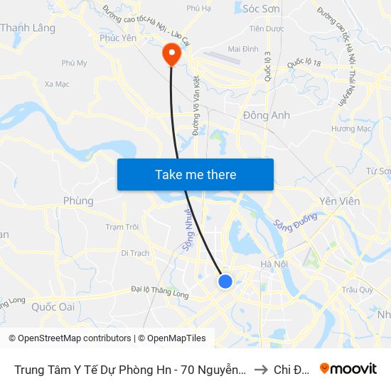 Trung Tâm Y Tế Dự Phòng Hn - 70 Nguyễn Chí Thanh to Chi Đông map