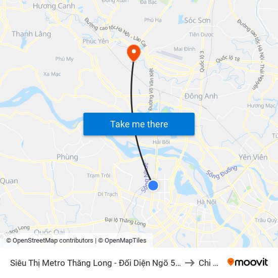 Siêu Thị Metro Thăng Long - Đối Diện Ngõ 599 Phạm Văn Đồng to Chi Đông map