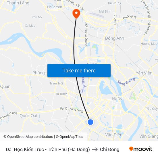 Đại Học Kiến Trúc - Trần Phú (Hà Đông) to Chi Đông map