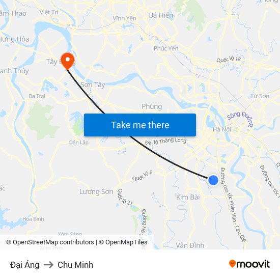 Đại Áng to Chu Minh map