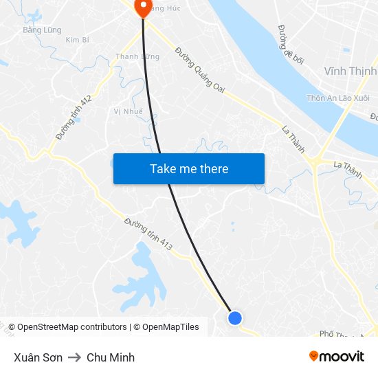 Xuân Sơn to Chu Minh map