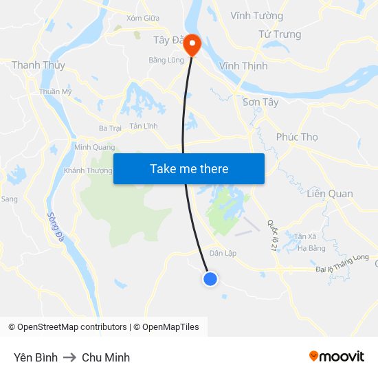 Yên Bình to Chu Minh map