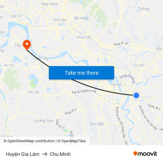 Huyện Gia Lâm to Chu Minh map