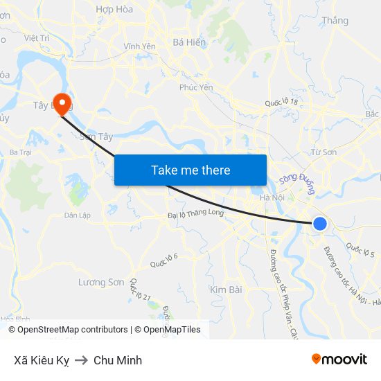 Xã Kiêu Kỵ to Chu Minh map