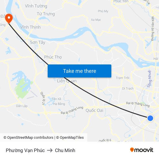 Phường Vạn Phúc to Chu Minh map