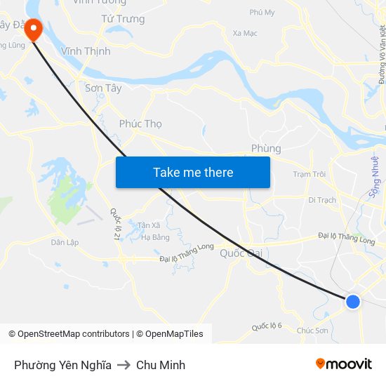 Phường Yên Nghĩa to Chu Minh map