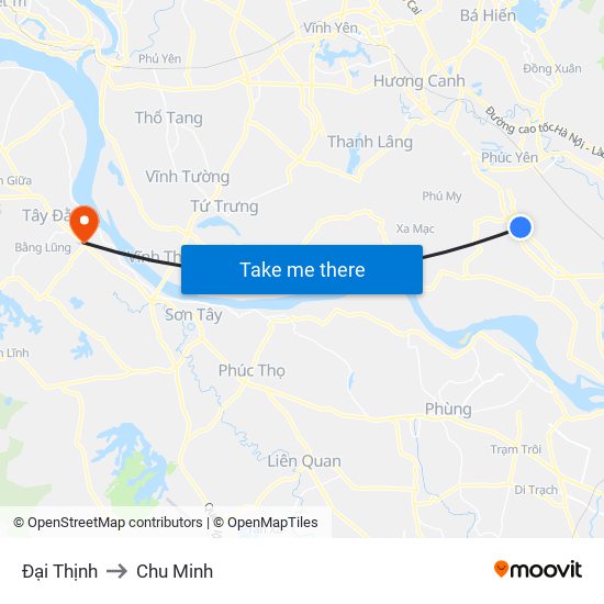 Đại Thịnh to Chu Minh map