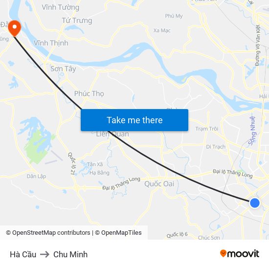 Hà Cầu to Chu Minh map