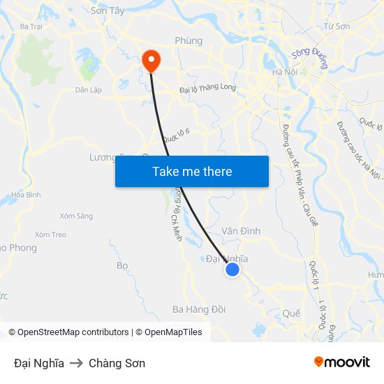 Đại Nghĩa to Chàng Sơn map