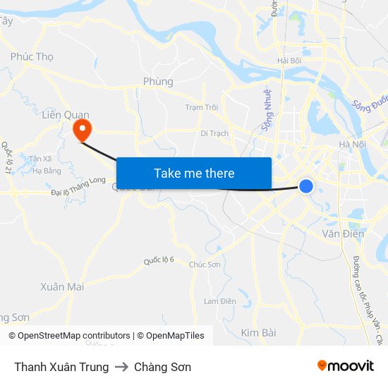 Thanh Xuân Trung to Chàng Sơn map