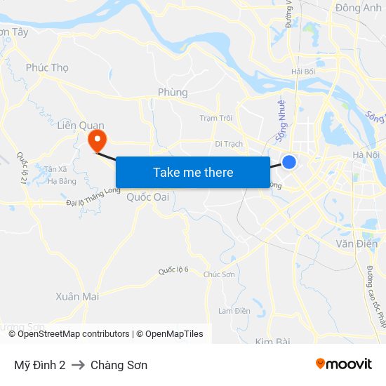 Mỹ Đình 2 to Chàng Sơn map