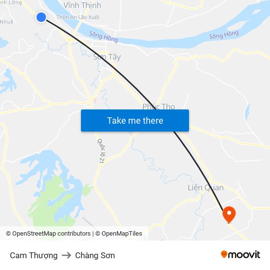 Cam Thượng to Chàng Sơn map