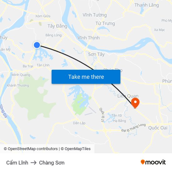 Cẩm Lĩnh to Chàng Sơn map