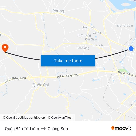 Quận Bắc Từ Liêm to Chàng Sơn map