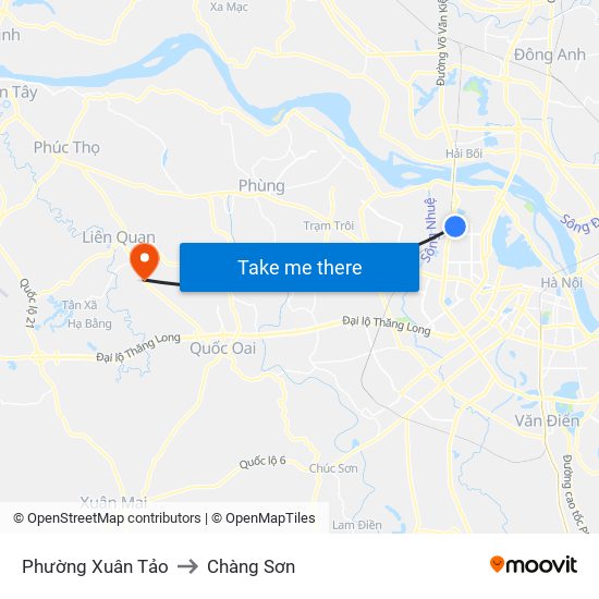 Phường Xuân Tảo to Chàng Sơn map