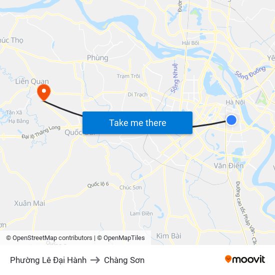 Phường Lê Đại Hành to Chàng Sơn map