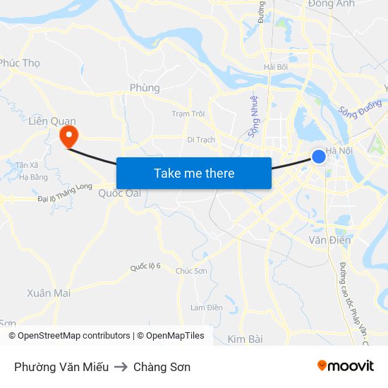 Phường Văn Miếu to Chàng Sơn map