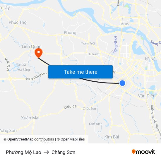 Phường Mộ Lao to Chàng Sơn map