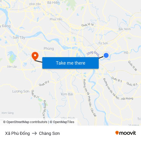 Xã Phù Đổng to Chàng Sơn map