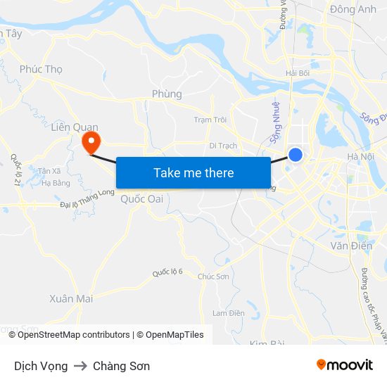 Dịch Vọng to Chàng Sơn map