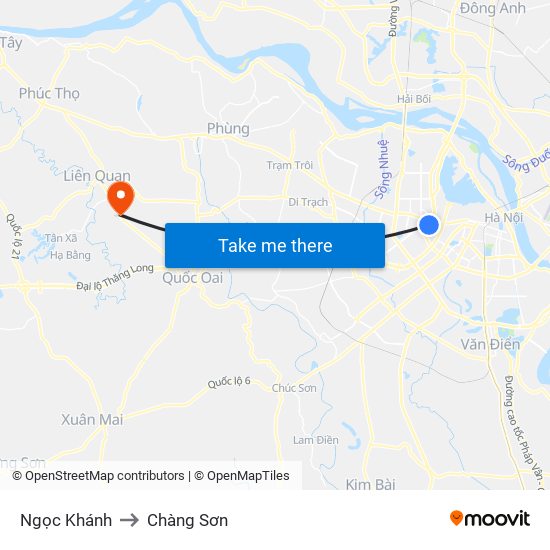 Ngọc Khánh to Chàng Sơn map