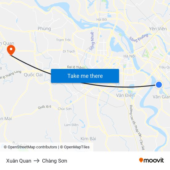 Xuân Quan to Chàng Sơn map