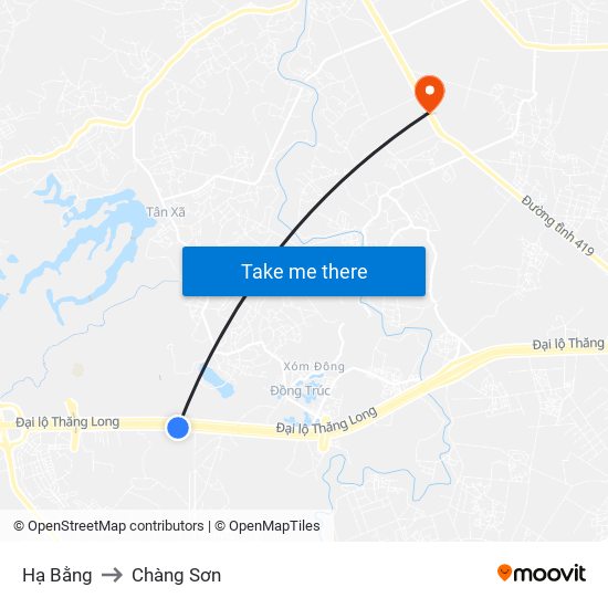 Hạ Bằng to Chàng Sơn map