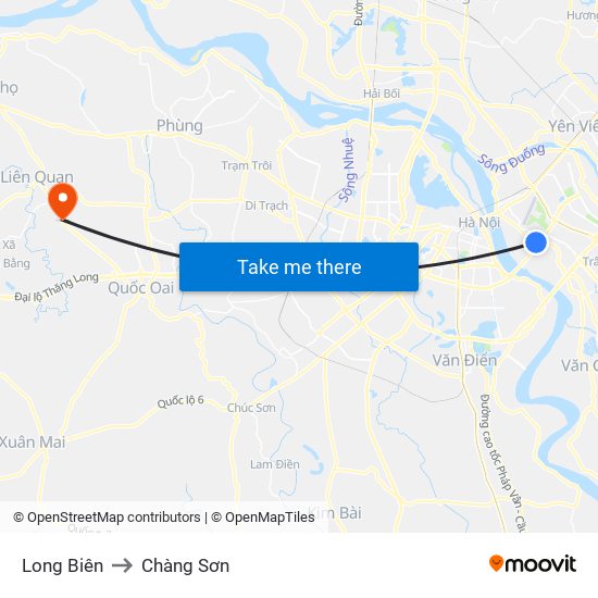 Long Biên to Chàng Sơn map