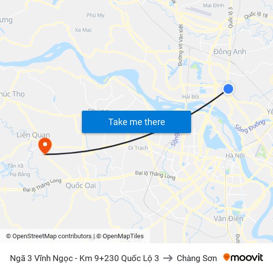 Ngã 3 Vĩnh Ngọc - Km 9+230 Quốc Lộ 3 to Chàng Sơn map