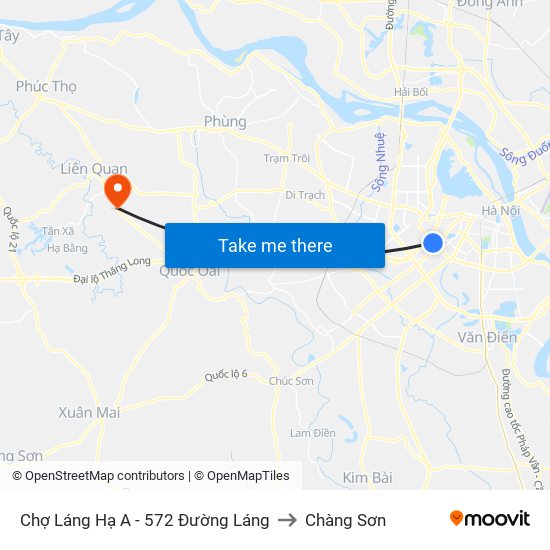 Chợ Láng Hạ A - 572 Đường Láng to Chàng Sơn map