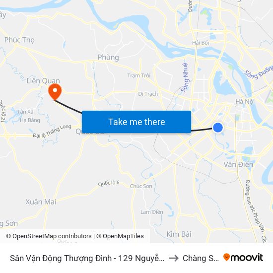 Sân Vận Động Thượng Đình - 129 Nguyễn Trãi to Chàng Sơn map