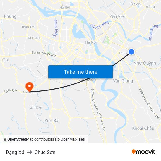 Đặng Xá to Chúc Sơn map