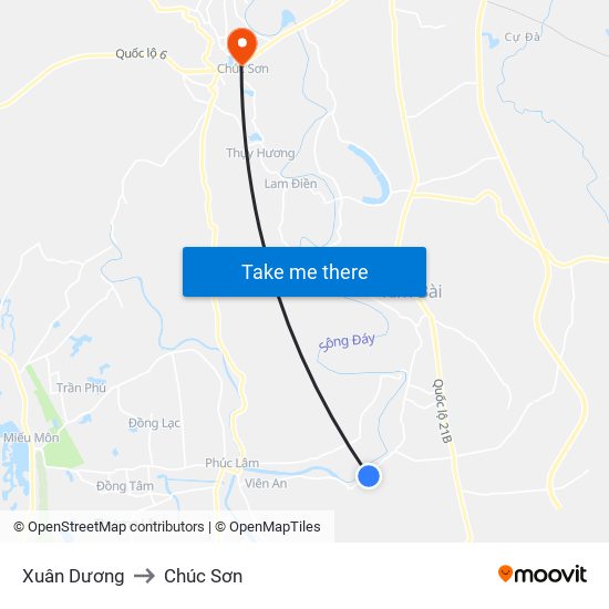 Xuân Dương to Chúc Sơn map