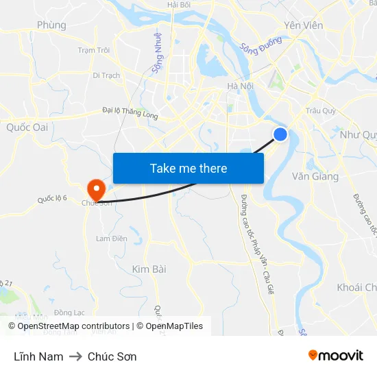 Lĩnh Nam to Chúc Sơn map