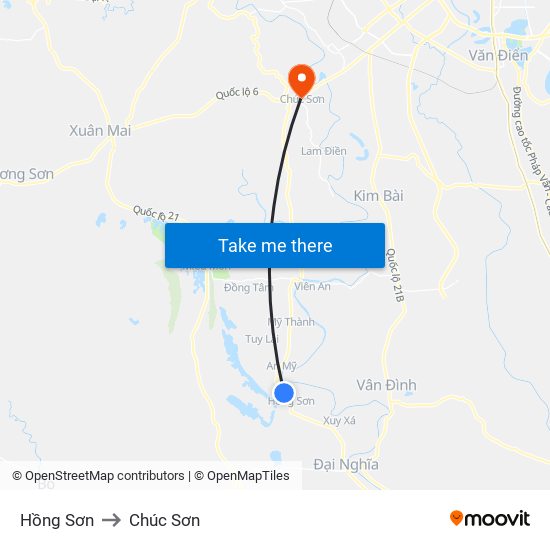 Hồng Sơn to Chúc Sơn map