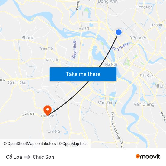 Cổ Loa to Chúc Sơn map