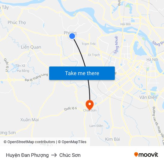 Huyện Đan Phượng to Chúc Sơn map