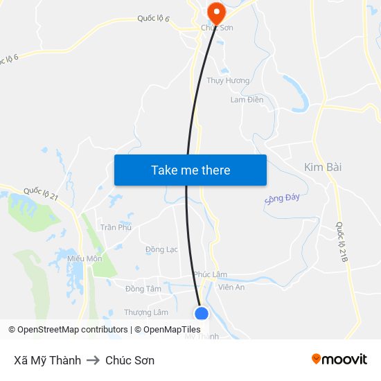Xã Mỹ Thành to Chúc Sơn map