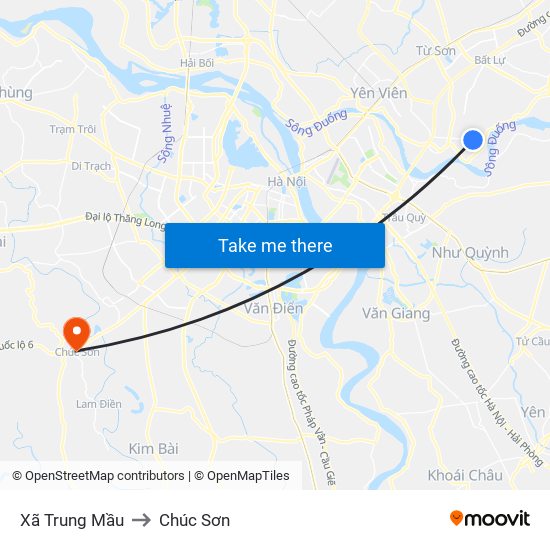 Xã Trung Mầu to Chúc Sơn map