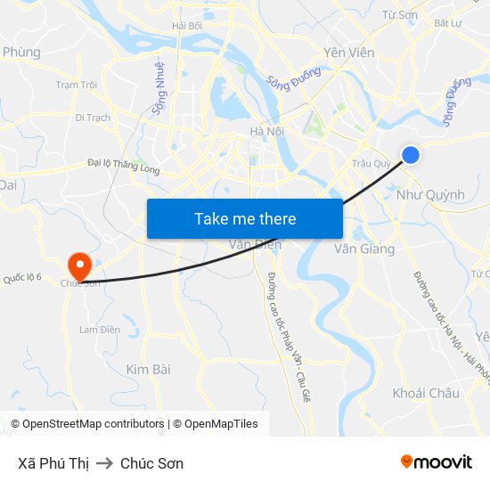 Xã Phú Thị to Chúc Sơn map