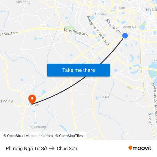 Phường Ngã Tư Sở to Chúc Sơn map