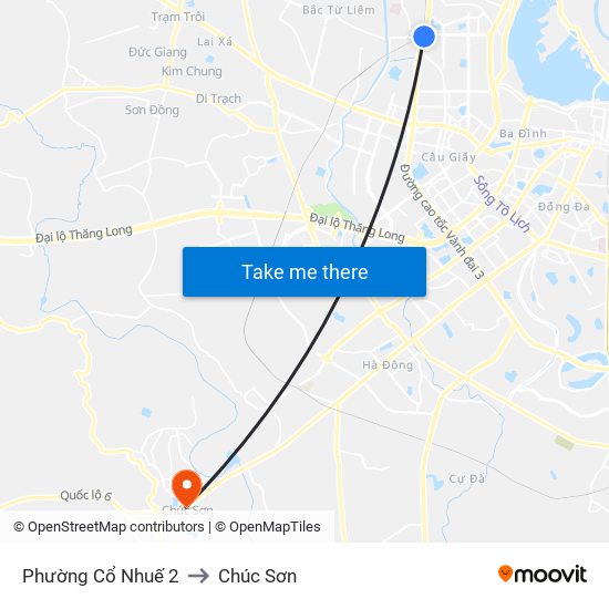 Phường Cổ Nhuế 2 to Chúc Sơn map