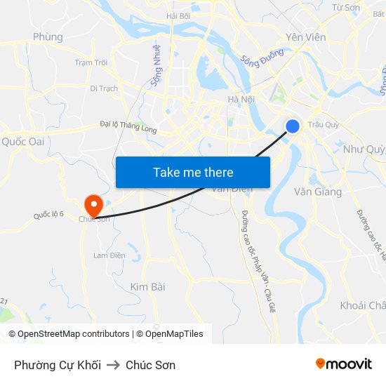 Phường Cự Khối to Chúc Sơn map