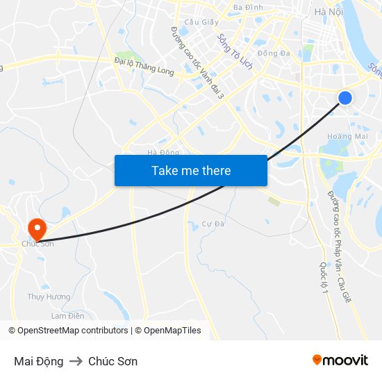 Mai Động to Chúc Sơn map