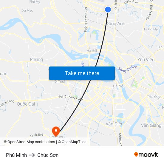 Phú Minh to Chúc Sơn map