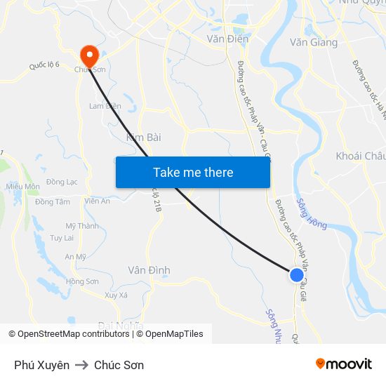 Phú Xuyên to Chúc Sơn map